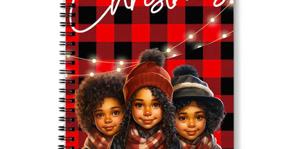 Red and Black Plaid Black Girl Ethnic Notebook by Prodigi