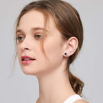 5.5x5.5mm Princess Cut Black Moissanite Sterling Silver Studs Earrings - D'Sare