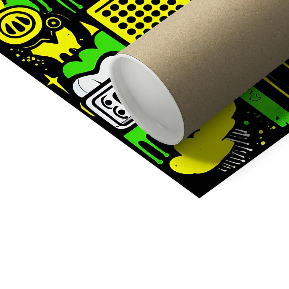 Graffiti Green and Yellow Abstract: A Dive into Vibrant Urban Art C-Type Print - D'Sare 