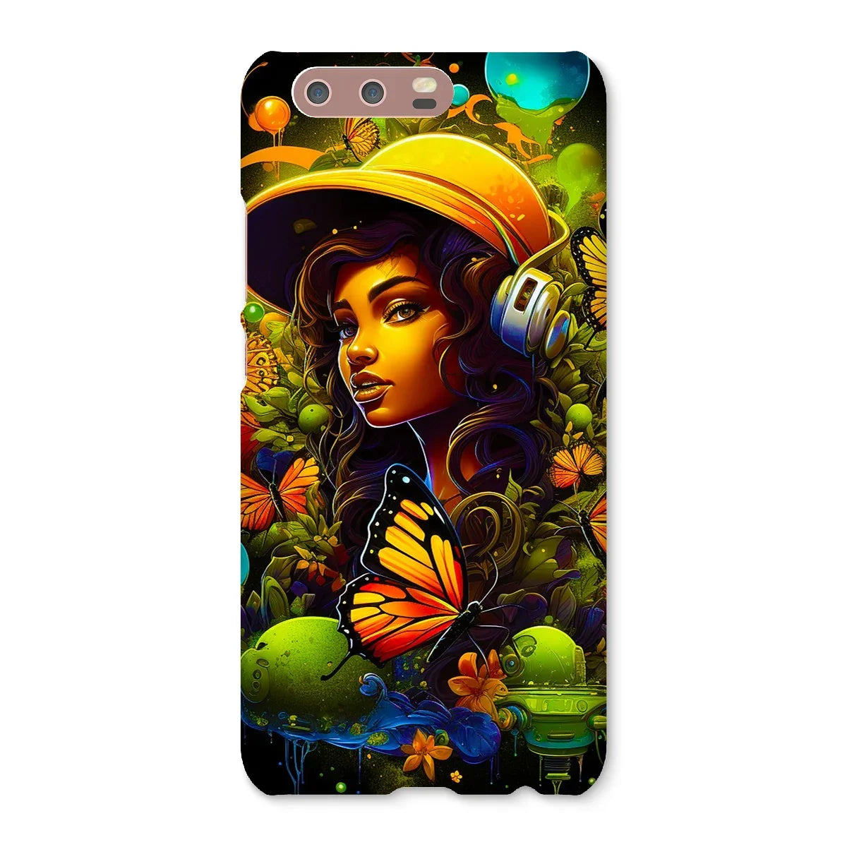 Urban Girl Neon Butterfly Headphone Pop Snap Phone Case - D'Sare