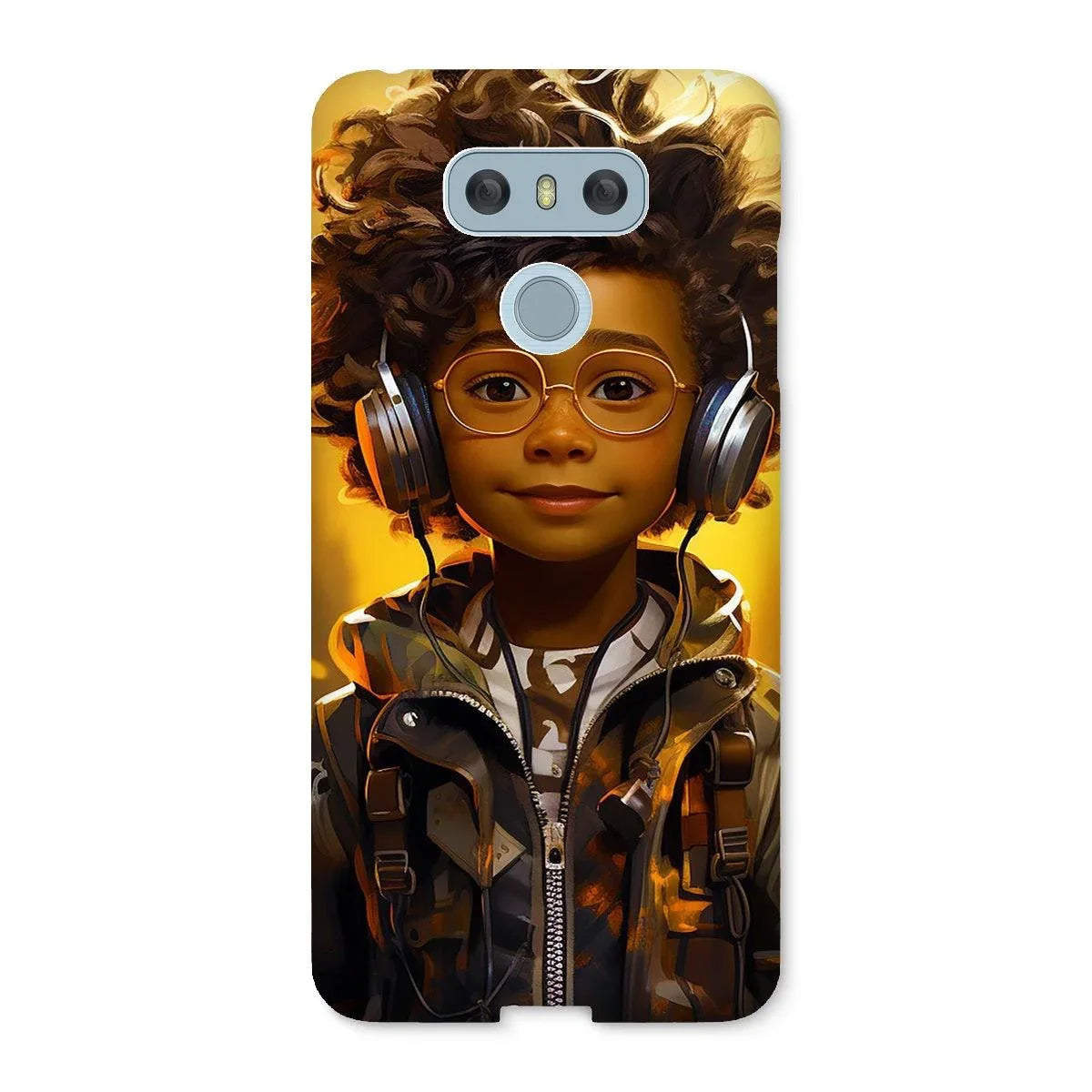 Little Boy Dino Dream Earphone: MelanatedMe Adventures by D'Sare Snap Phone Case - D'Sare 