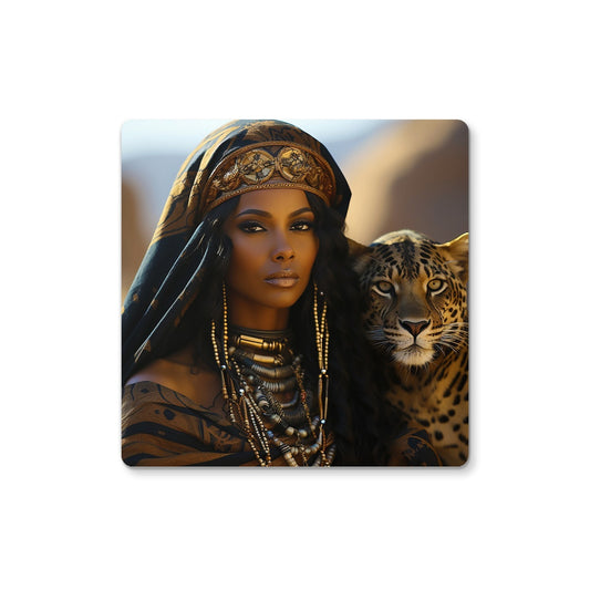 Blue Empress and The Majestic Leopard Coaster