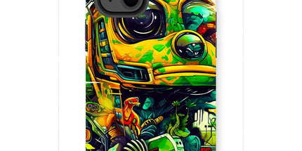 Mechanical Muse: Vibrant Graffiti Odyssey in Surreal Auto Wonderland Tough Phone Case by D'Sare