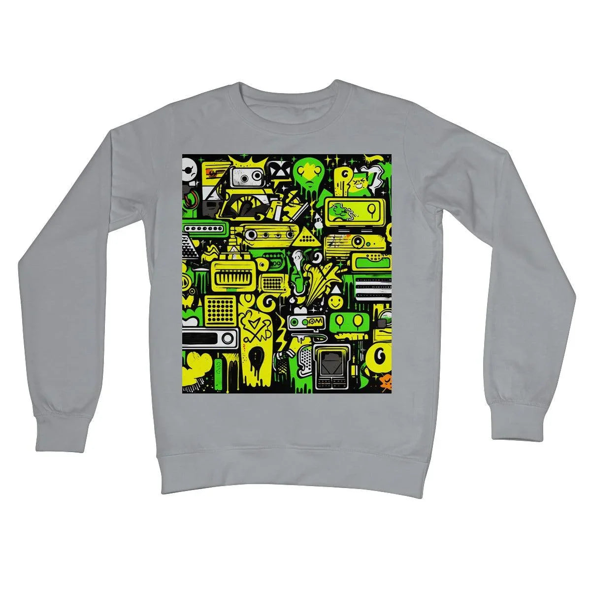 Graffiti Green and Yellow Abstract: A Dive into Vibrant Urban Art Crew Neck Sweatshirt by Prodigi