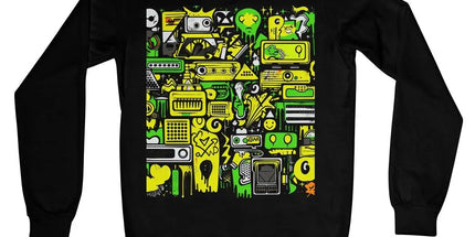 Graffiti Green and Yellow Abstract: A Dive into Vibrant Urban Art Crew Neck Sweatshirt by Prodigi