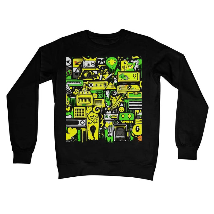 Graffiti Green and Yellow Abstract: A Dive into Vibrant Urban Art Crew Neck Sweatshirt
