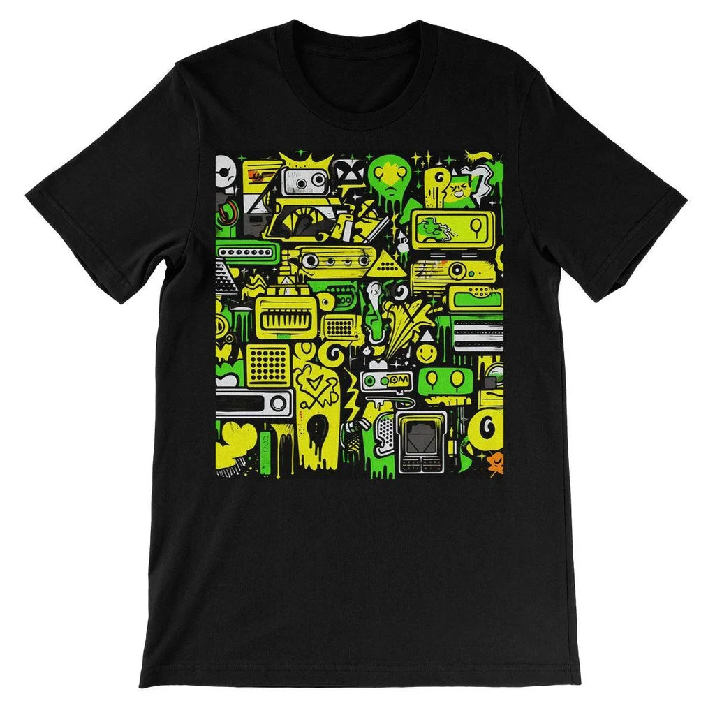 Graffiti Green and Yellow Abstract: A Dive into Vibrant Urban Art Unisex Short Sleeve T-Shirt - D'Sare 