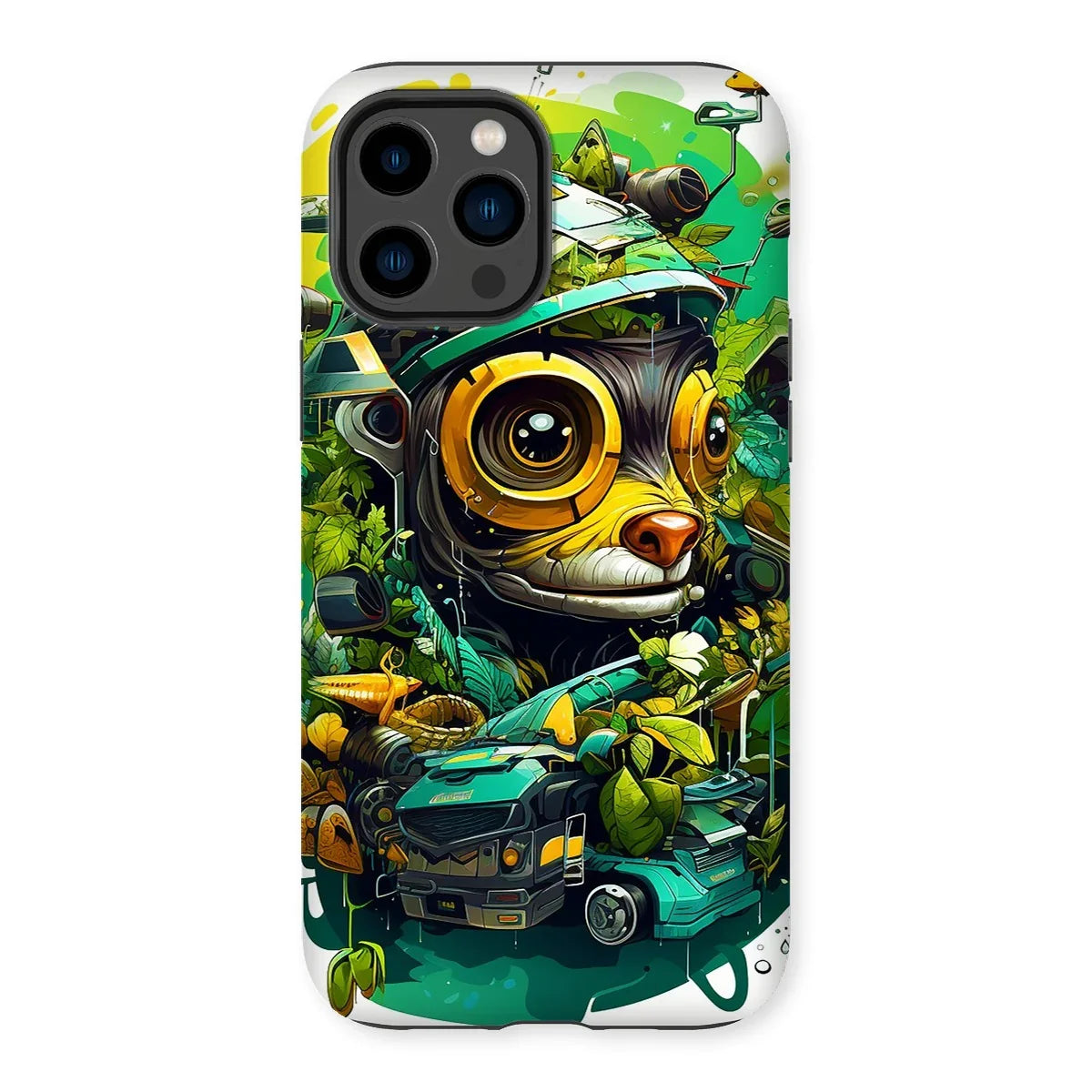 Nature's Resilience: Surreal Auto-Forest Artwork - Whimsical Raccoon and Greenery Infused Car  Tough Phone Case - D'Sare