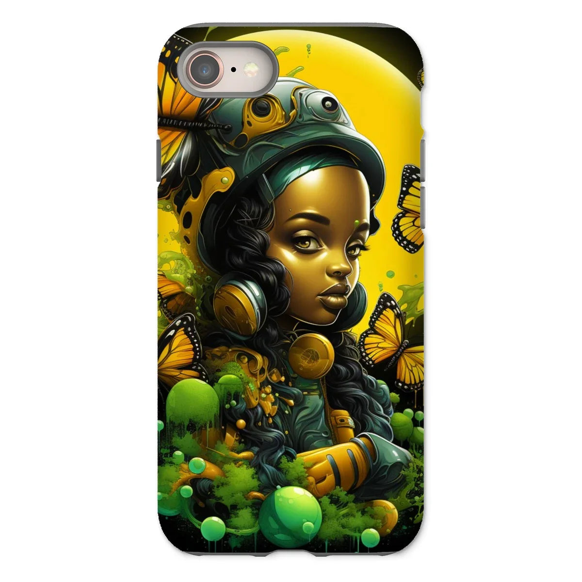 Monarch Butterfly Urban Fantasy Art Print - Afrofuturistic Girl with Butterflies Tough Phone Case - D'Sare