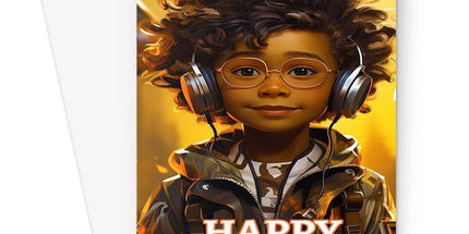 Little Boy Dino Dream: MelanatedMe Adventures by D'Sare Greeting Card by D'Sare