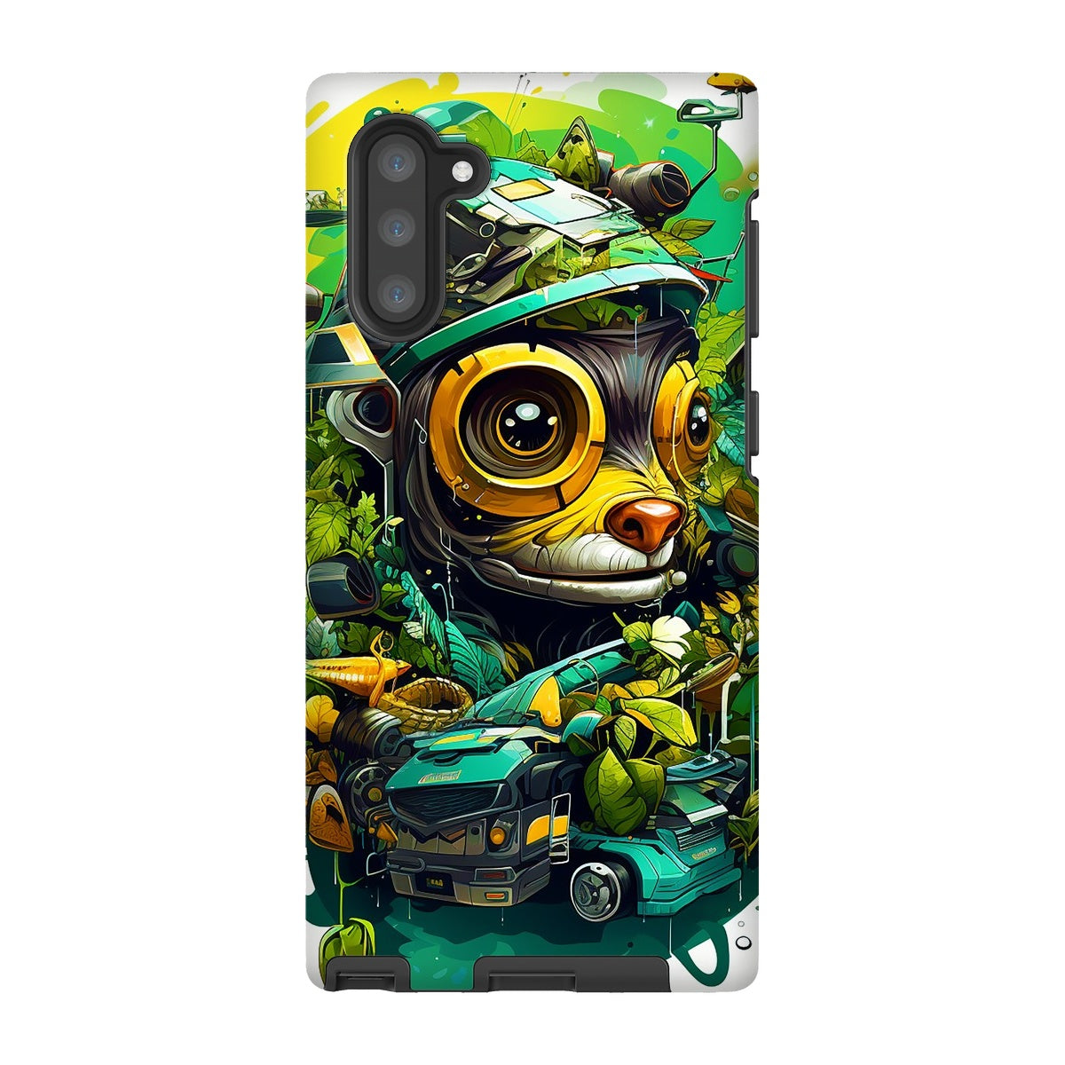 Nature's Resilience: Surreal Auto-Forest Artwork - Whimsical Raccoon and Greenery Infused Car  Tough Phone Case