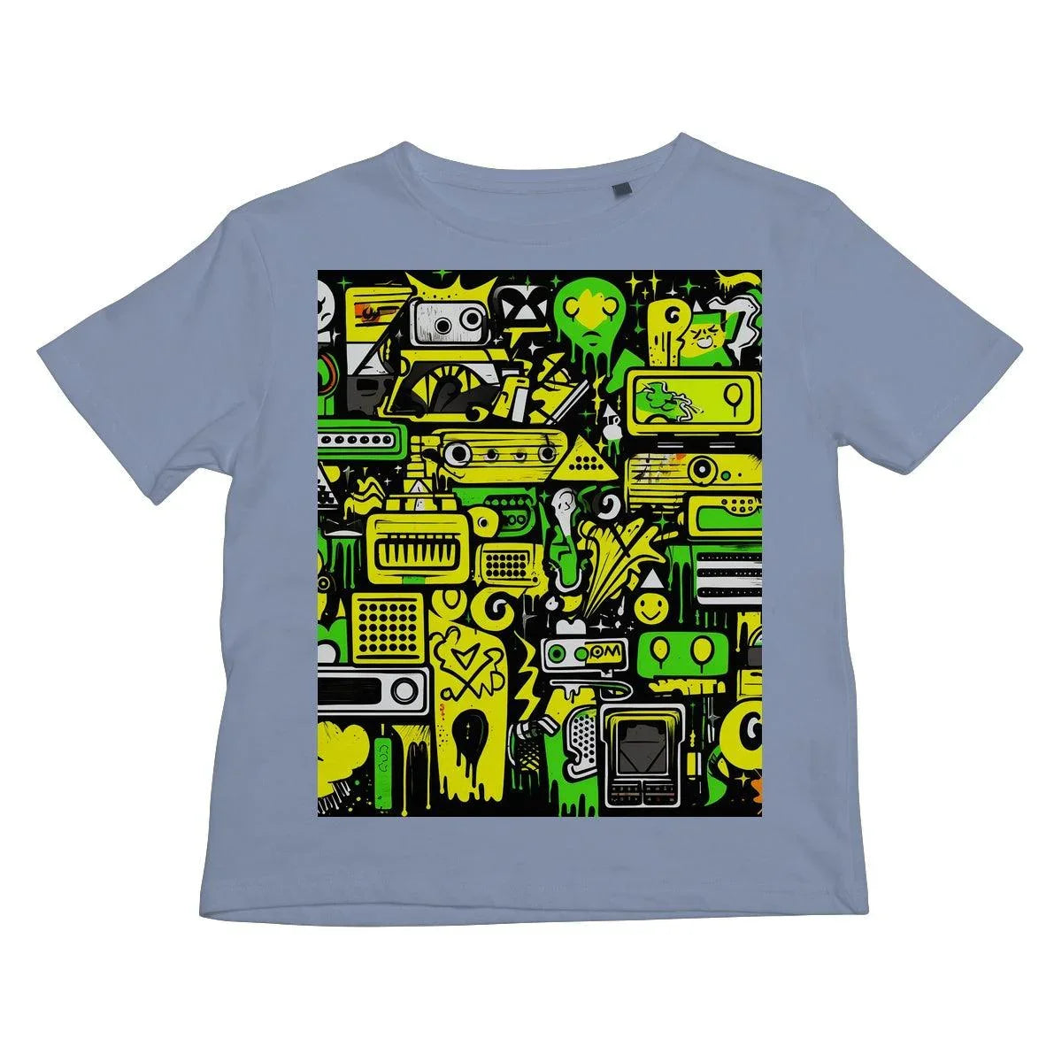 Graffiti Green and Yellow Abstract: A Dive into Vibrant Urban Art Kids T-Shirt - D'Sare 