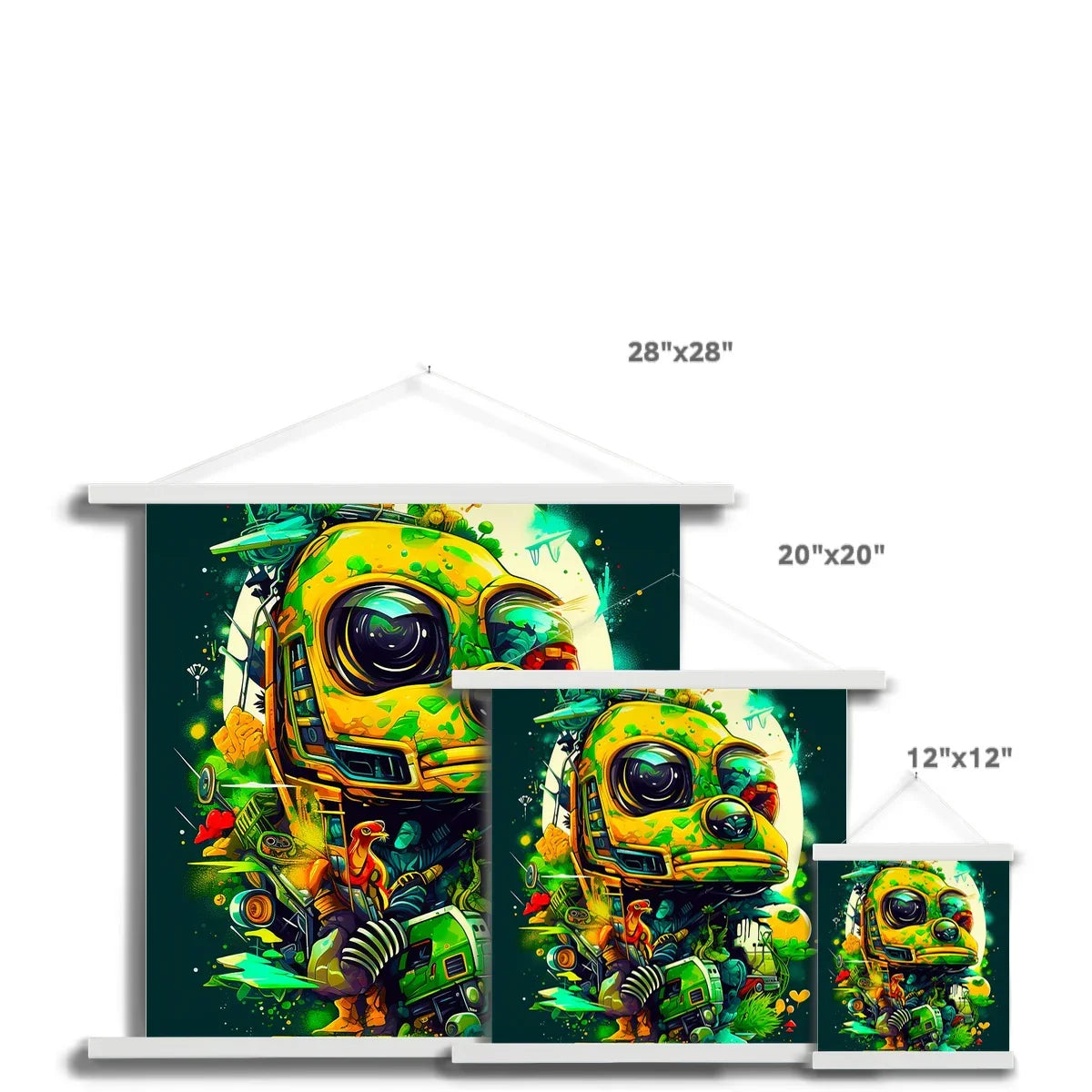 Mechanical Muse: Vibrant Graffiti Odyssey in Surreal Auto Wonderland Fine Art Print with Hanger - D'Sare