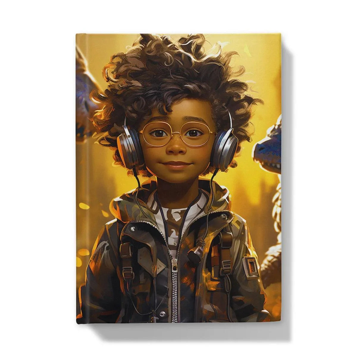 Little Boy Dino Dream Earphone: MelanatedMe Adventures by D'Sare Hardback Journal - D'Sare 