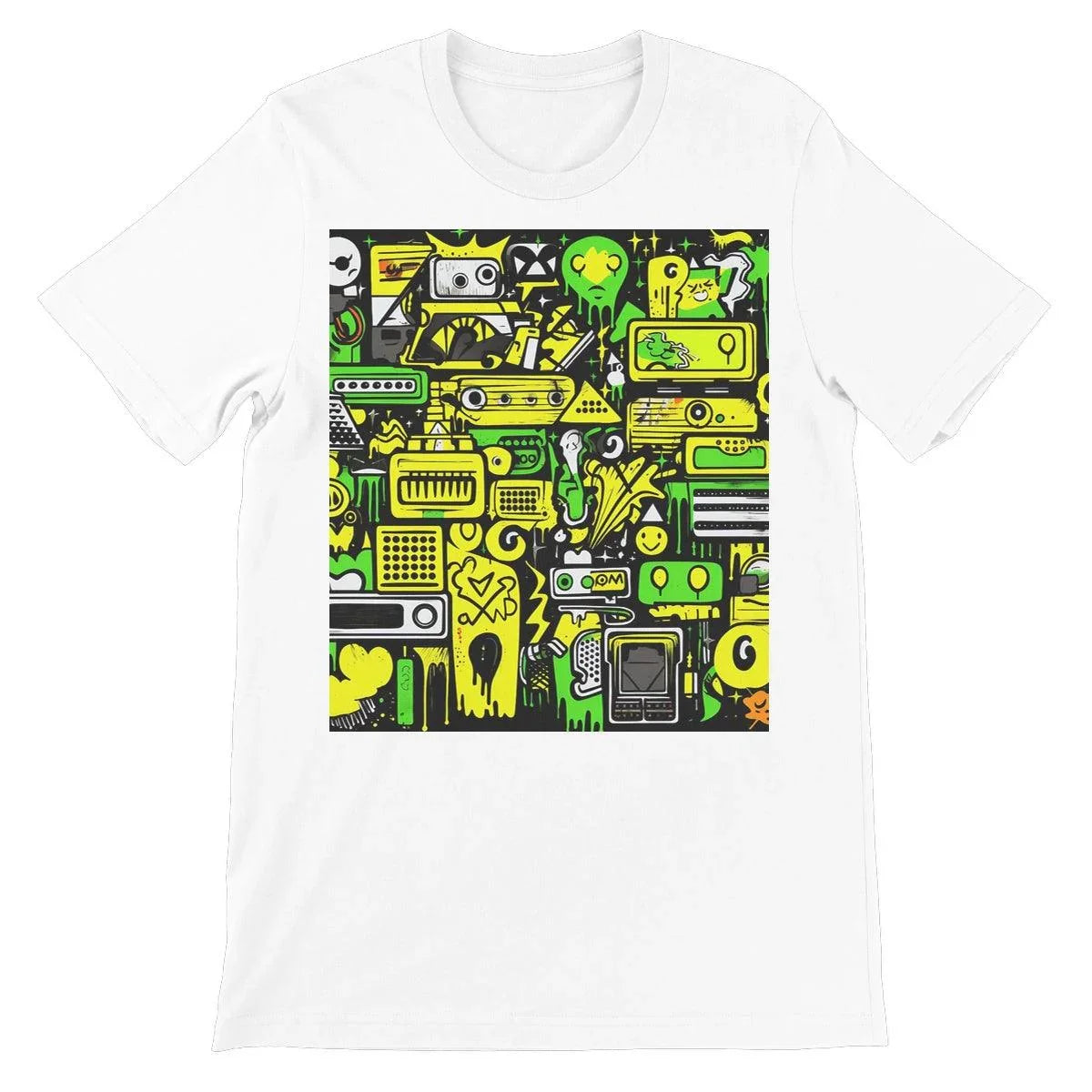Graffiti Green and Yellow Abstract: A Dive into Vibrant Urban Art Unisex Short Sleeve T-Shirt - D'Sare 