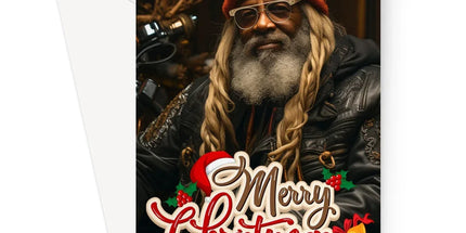 Merry Christmas Black Grandpa , Long Hair Ethnic Greeting Card - D'Sare
