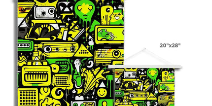 Graffiti Green and Yellow Abstract: A Dive into Vibrant Urban Art Fine Art Print with Hanger - D'Sare 