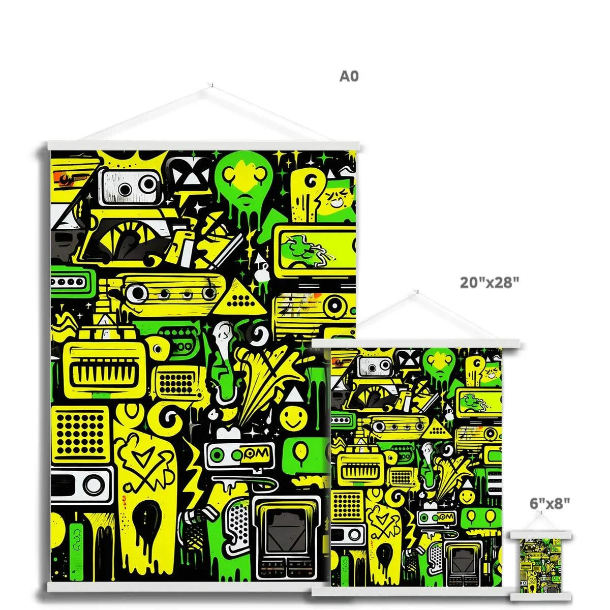 Graffiti Green and Yellow Abstract: A Dive into Vibrant Urban Art Fine Art Print with Hanger - D'Sare 