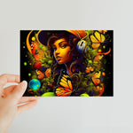 Urban Girl Neon Butterfly Headphone Pop Classic Postcard - D'Sare