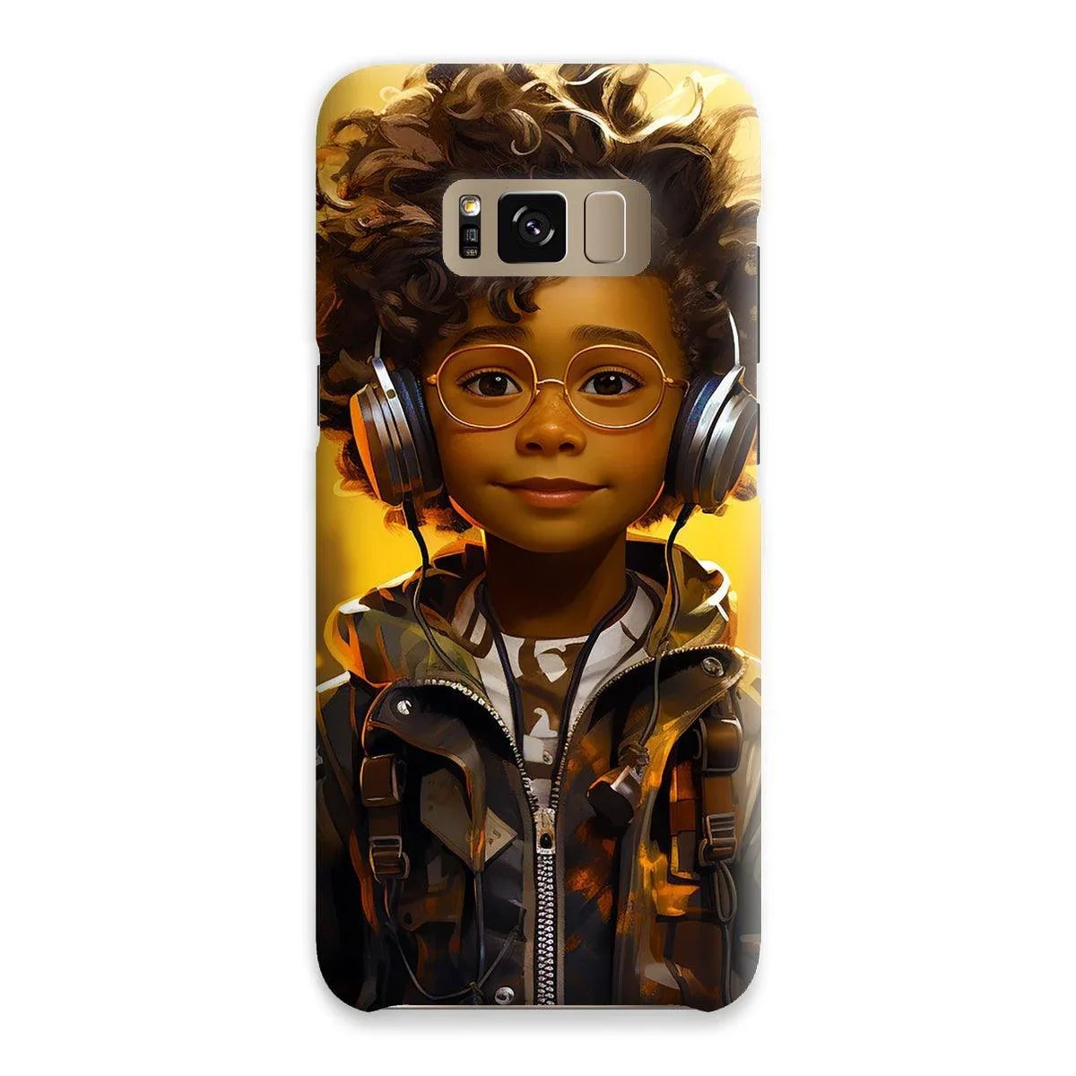 Little Boy Dino Dream Earphone: MelanatedMe Adventures by D'Sare Snap Phone Case - D'Sare 