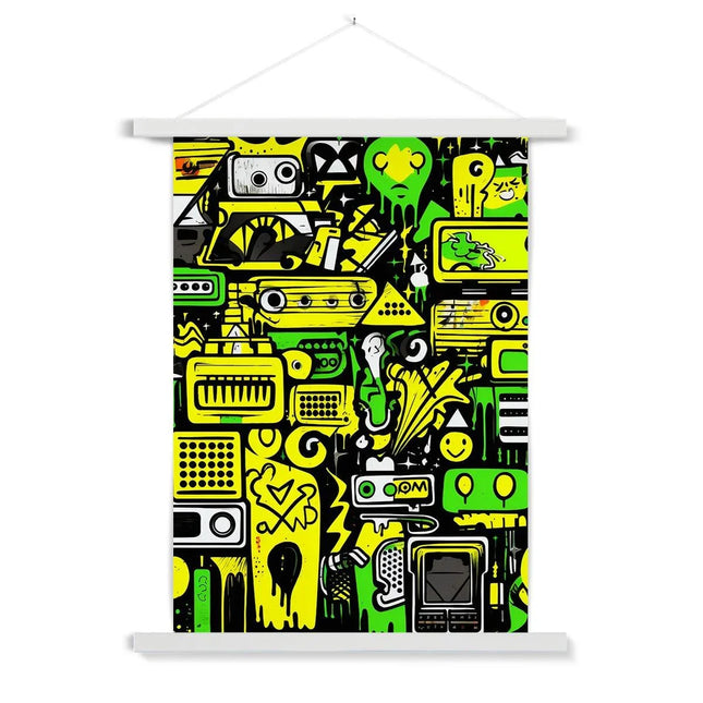 Graffiti Green and Yellow Abstract: A Dive into Vibrant Urban Art Fine Art Print with Hanger - D'Sare 