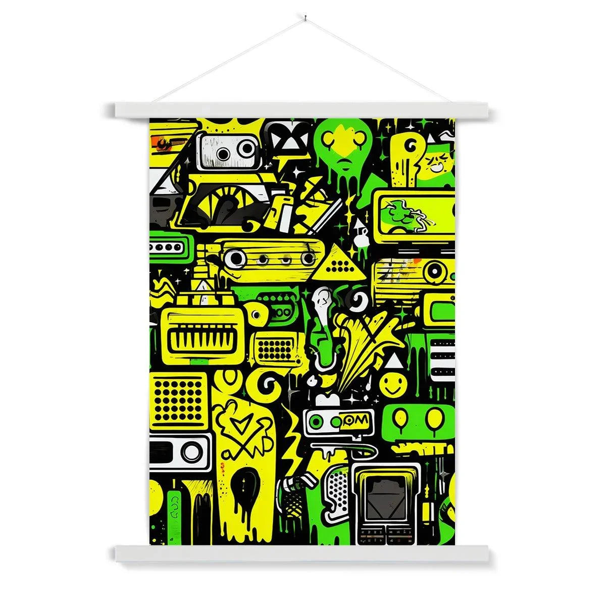 Graffiti Green and Yellow Abstract: A Dive into Vibrant Urban Art Fine Art Print with Hanger - D'Sare 
