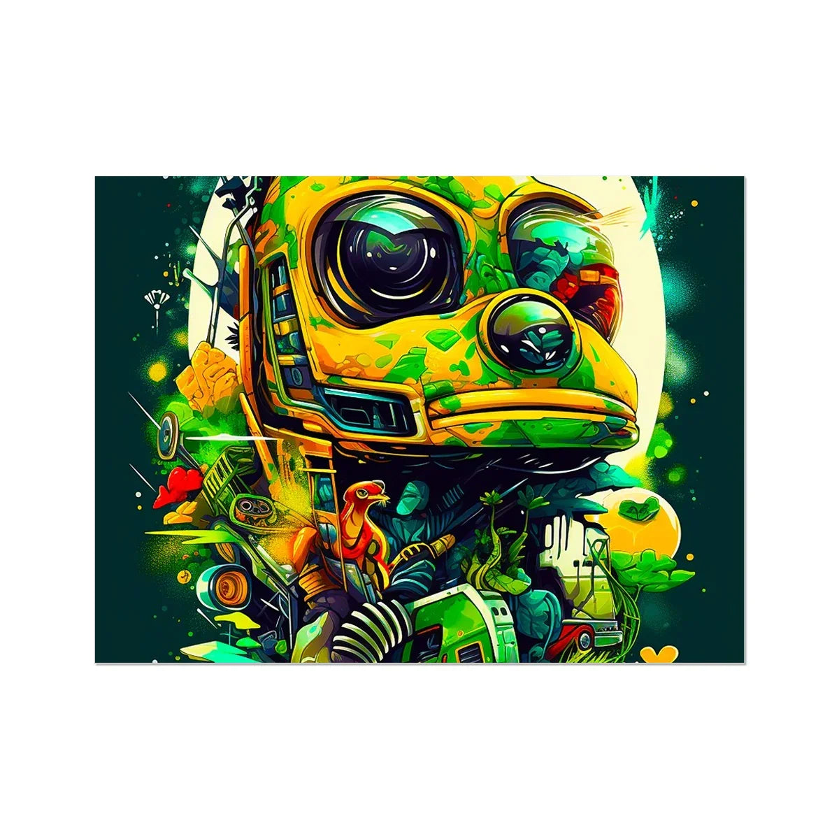 Mechanical Muse: Vibrant Graffiti Odyssey in Surreal Auto Wonderland Wall Art Poster - D'Sare