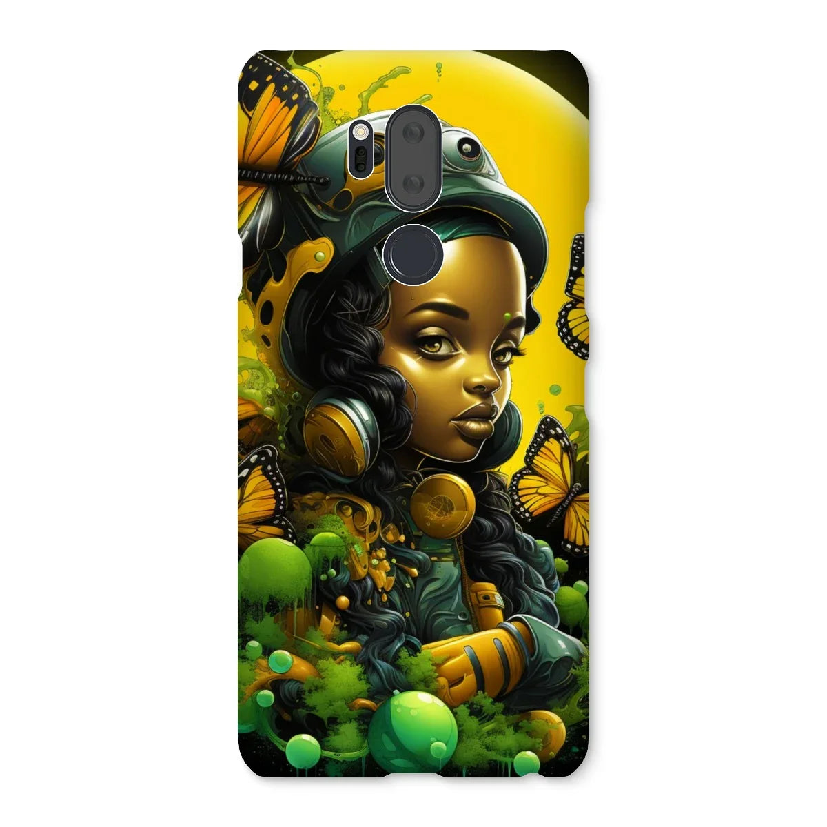 Monarch Butterfly Urban Fantasy Art Print - Afrofuturistic Girl with Butterflies Snap Phone Case - D'Sare