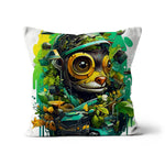 Nature's Resilience: Surreal Auto-Forest Artwork - Whimsical Raccoon and Greenery Infused Car  Cushion - D'Sare