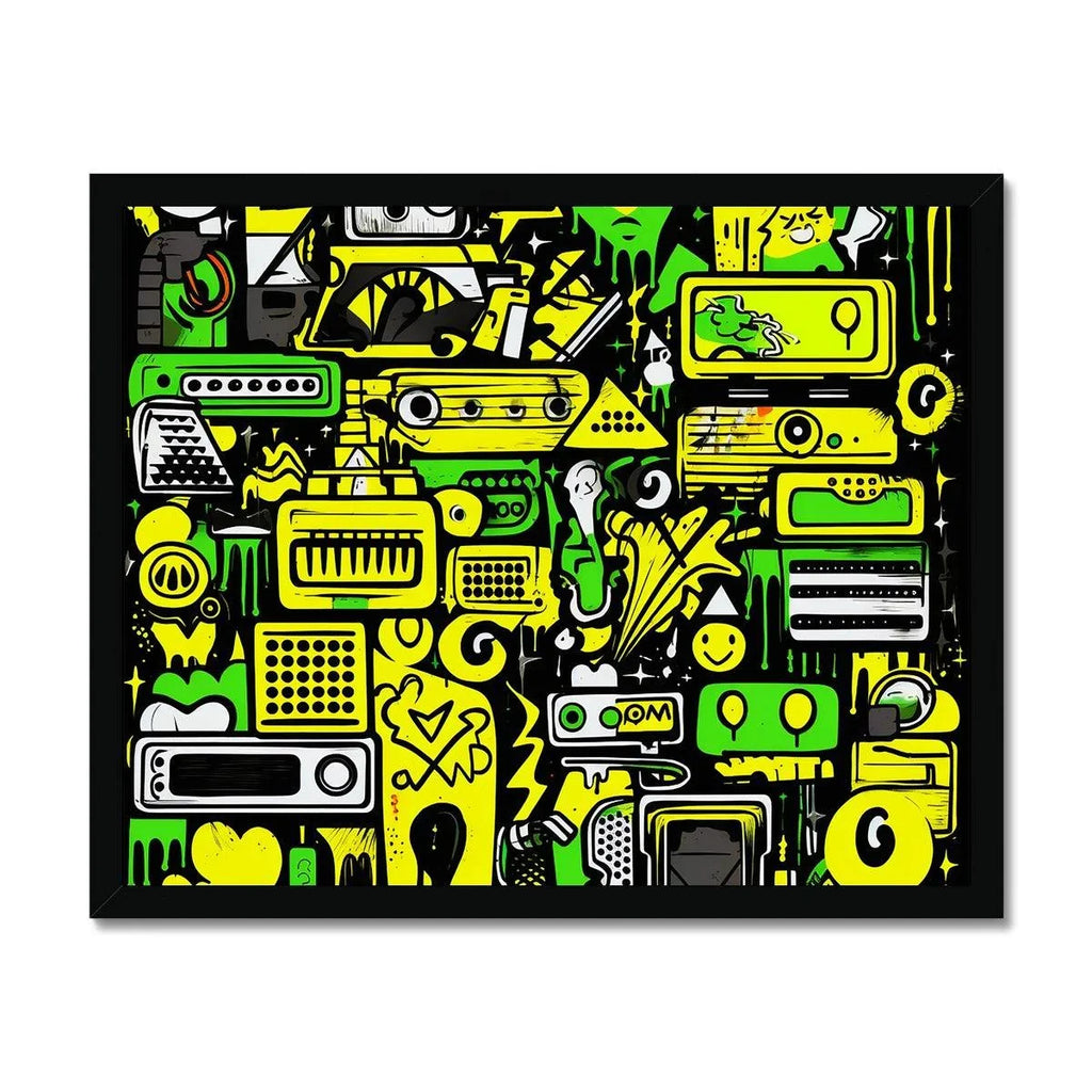 Graffiti Green and Yellow Abstract: A Dive into Vibrant Urban Art Budget Framed Poster - D'Sare 