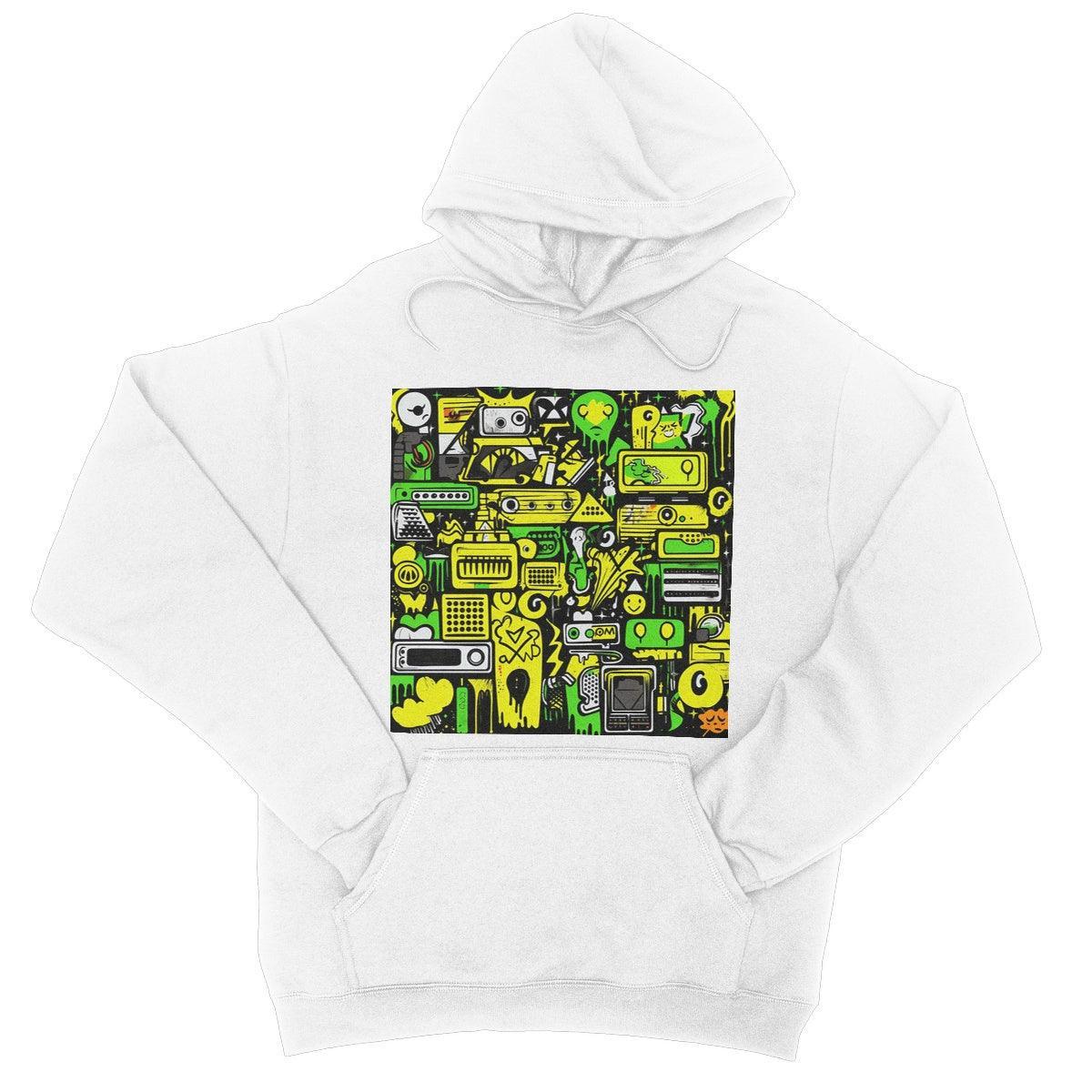 Graffiti Green and Yellow Abstract: A Dive into Vibrant Urban Art College Hoodie - D'Sare 