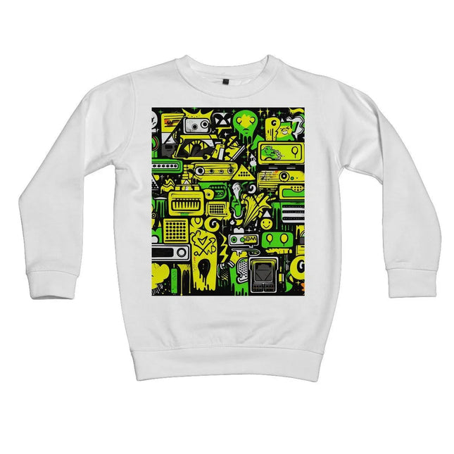 Graffiti Green and Yellow Abstract: A Dive into Vibrant Urban Art Kids Sweatshirt by Prodigi