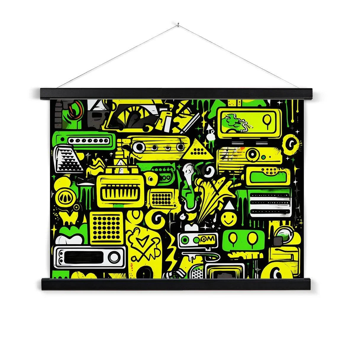 Graffiti Green and Yellow Abstract: A Dive into Vibrant Urban Art Fine Art Print with Hanger - D'Sare 