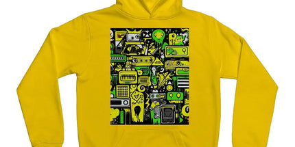 Graffiti Green and Yellow Abstract: A Dive into Vibrant Urban Art Kids Hoodie by Prodigi