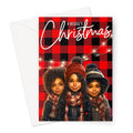 Red and Black Plaid Black Girl Ethnic Greeting Card by D'Sare
