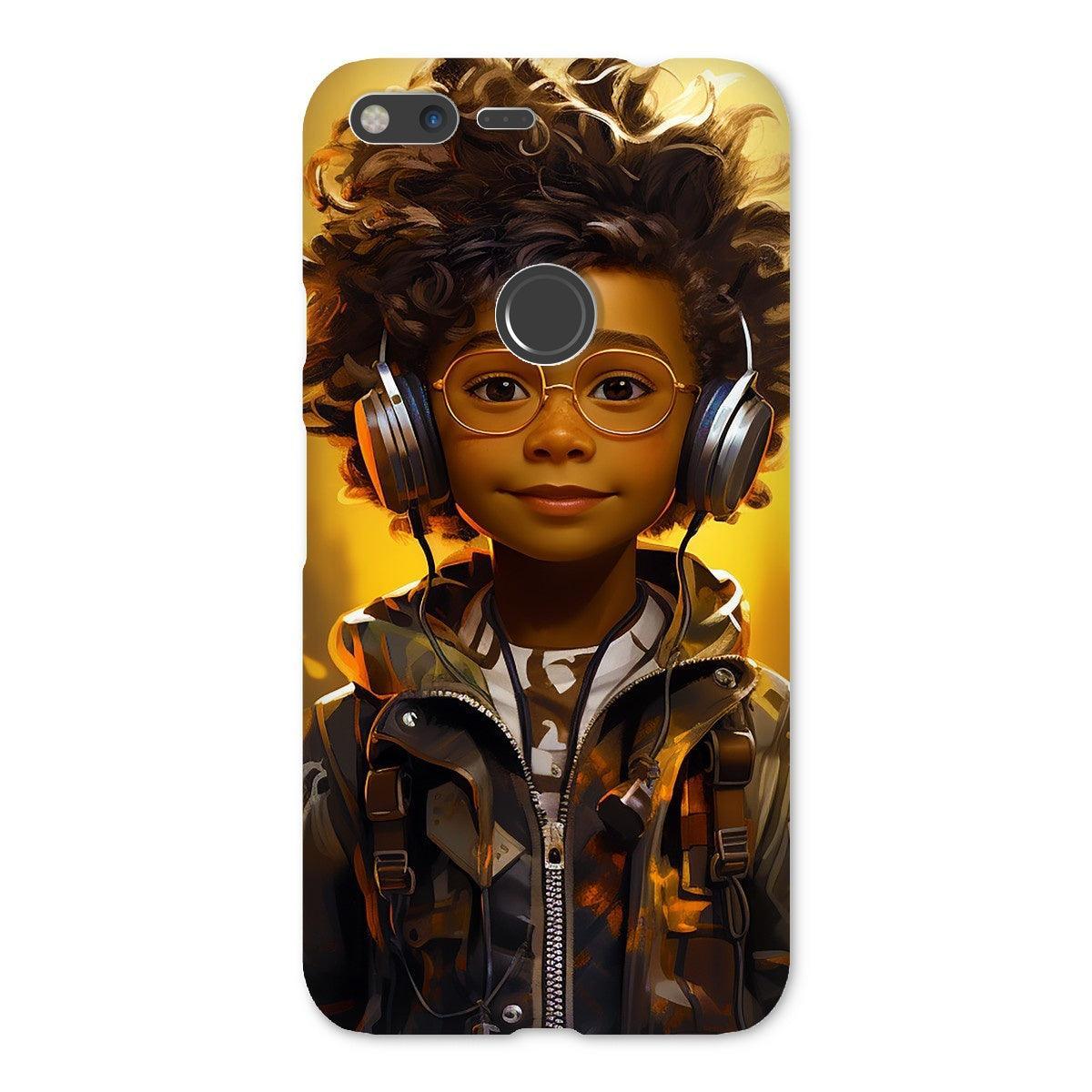 Little Boy Dino Dream Earphone: MelanatedMe Adventures by D'Sare Snap Phone Case - D'Sare 