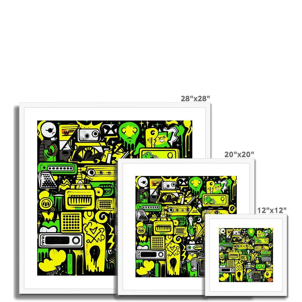 Graffiti Green and Yellow Abstract: A Dive into Vibrant Urban Art Framed & Mounted Print - D'Sare 