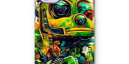 Mechanical Muse: Vibrant Graffiti Odyssey in Surreal Auto Wonderland Tough Phone Case by D'Sare