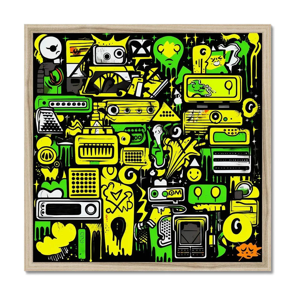 Graffiti Green and Yellow Abstract: A Dive into Vibrant Urban Art Framed Print - D'Sare 