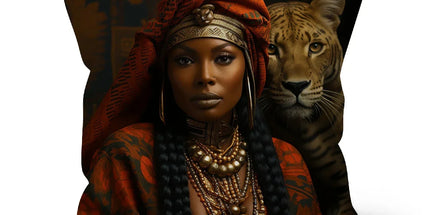 Empress Ebony Leopard Luxe MelanatedME Cushion - D'Sare