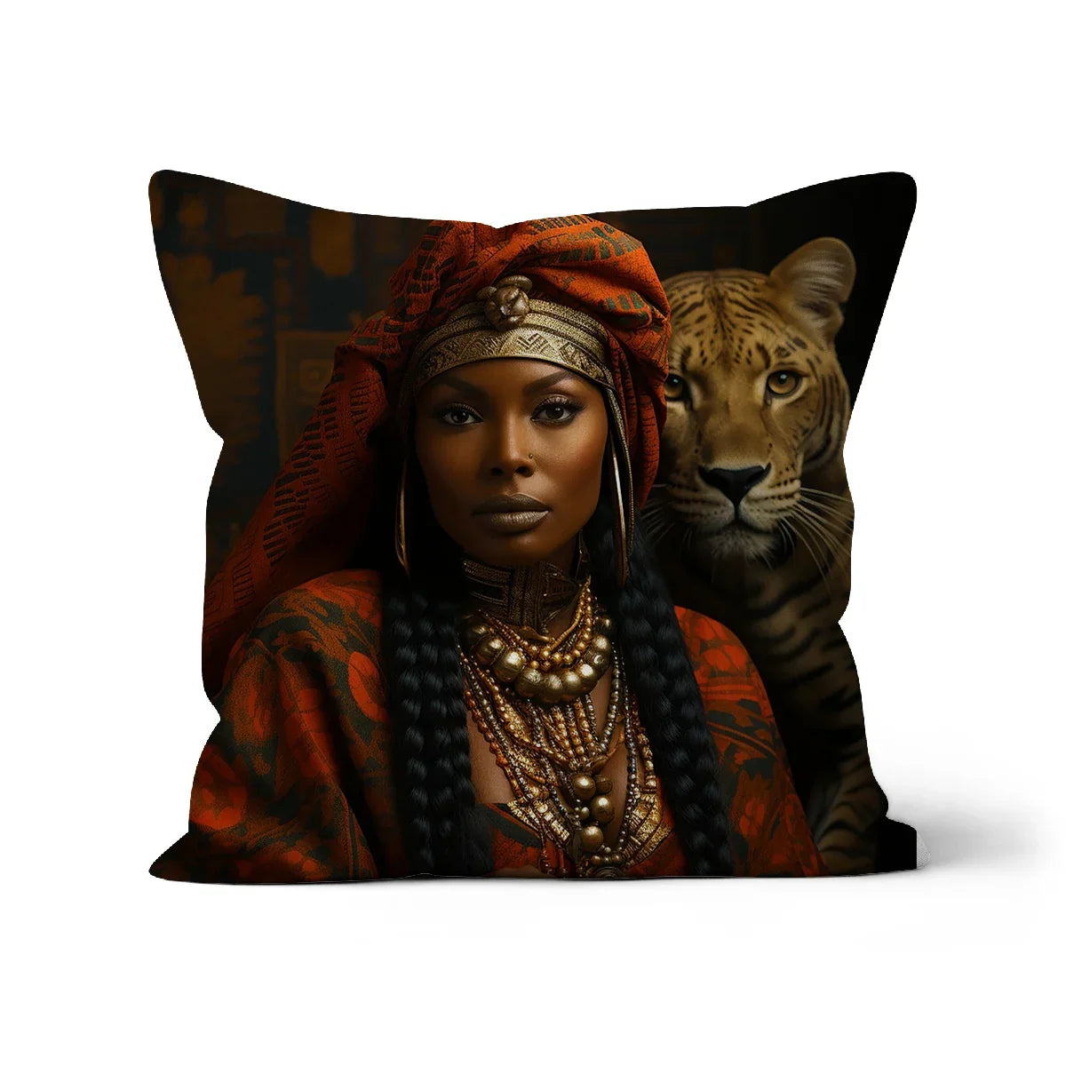Empress Ebony Leopard Luxe MelanatedME Cushion - D'Sare