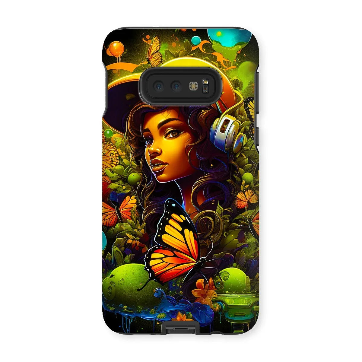 Urban Girl Neon Butterfly Headphone Pop Tough Phone Case - D'Sare