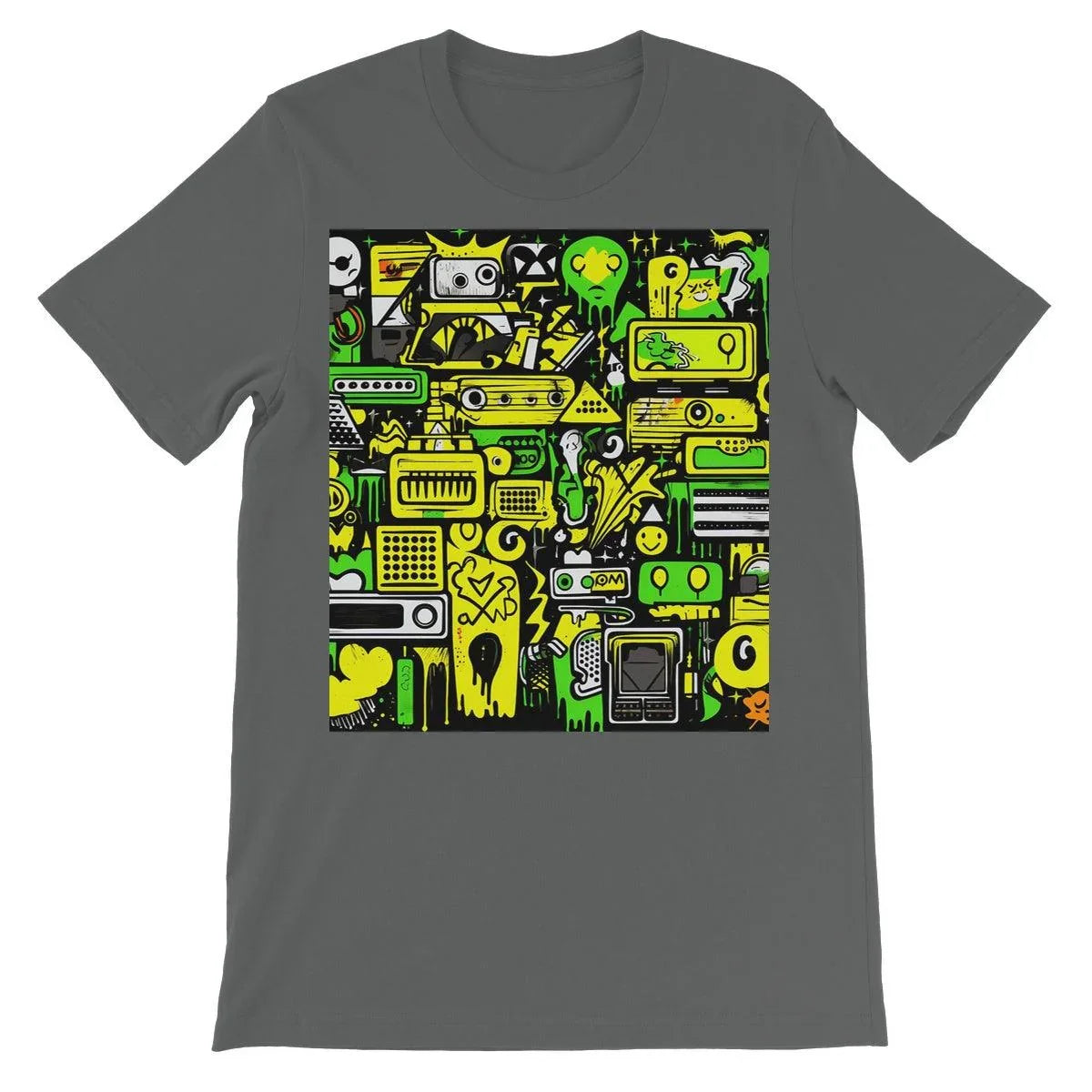 Graffiti Green and Yellow Abstract: A Dive into Vibrant Urban Art Unisex Short Sleeve T-Shirt - D'Sare 