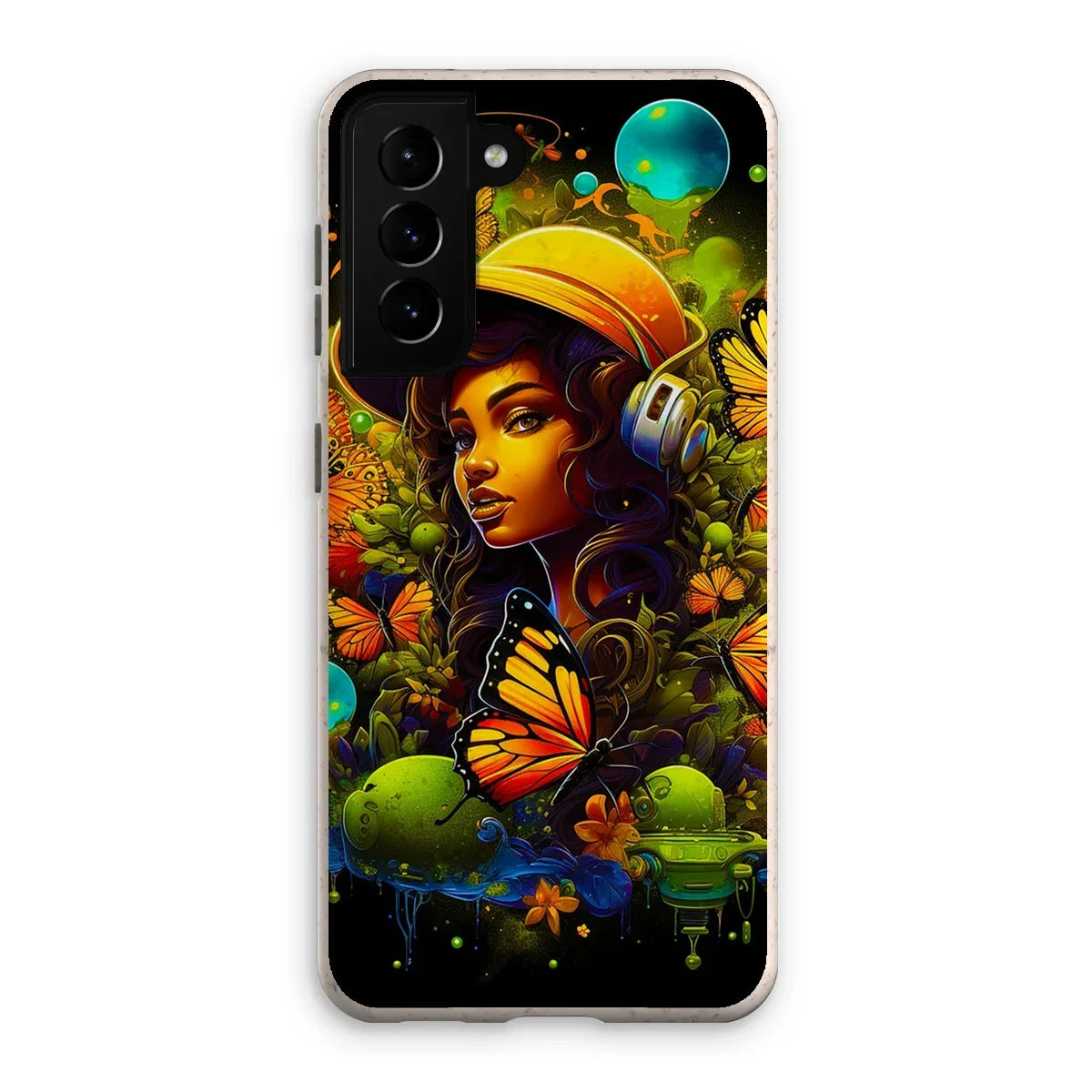Urban Girl Neon Butterfly Headphone Pop Eco Phone Case - D'Sare