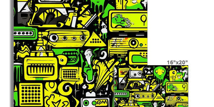 Graffiti Green and Yellow Abstract: A Dive into Vibrant Urban Art C-Type Print by Prodigi