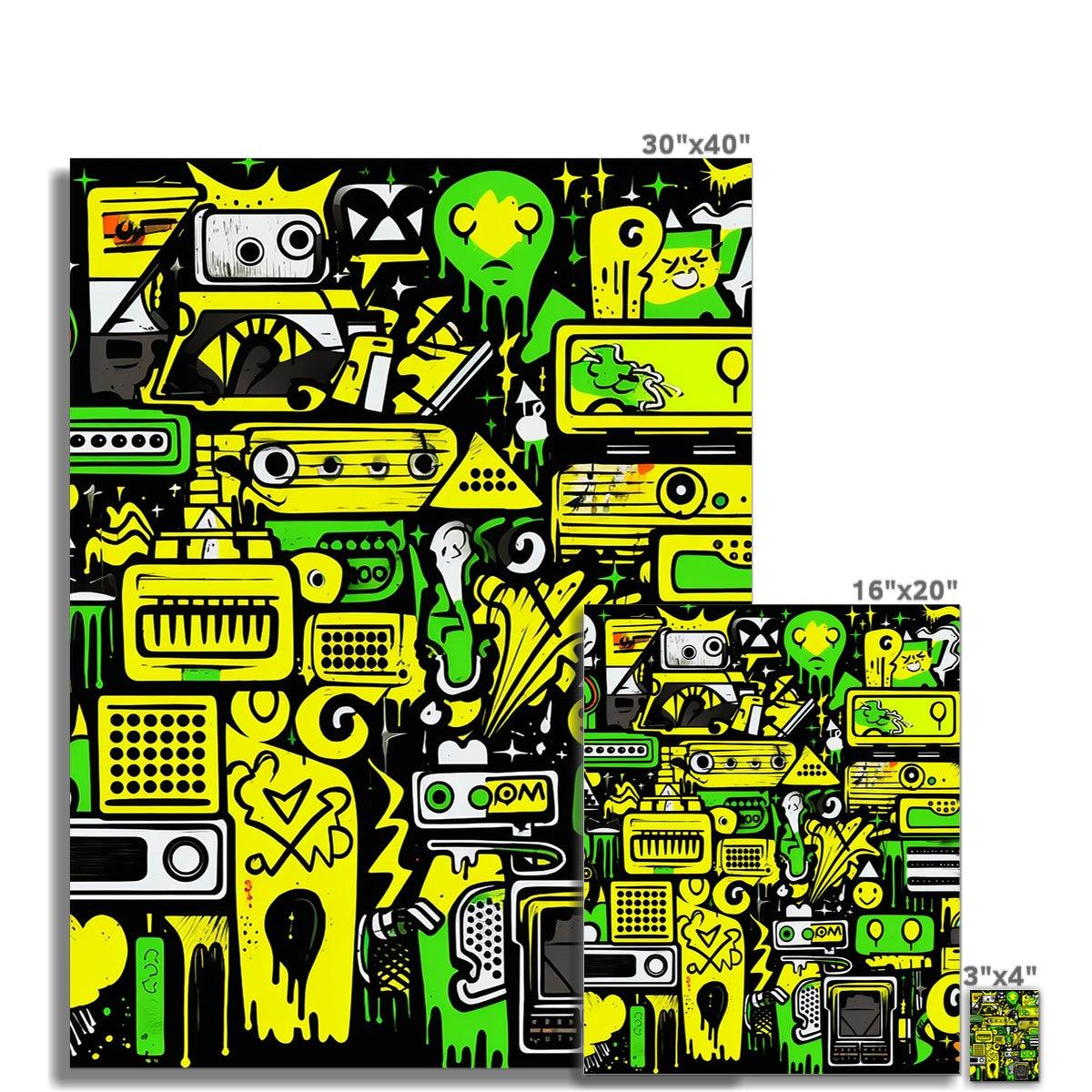 Graffiti Green and Yellow Abstract: A Dive into Vibrant Urban Art C-Type Print - D'Sare 