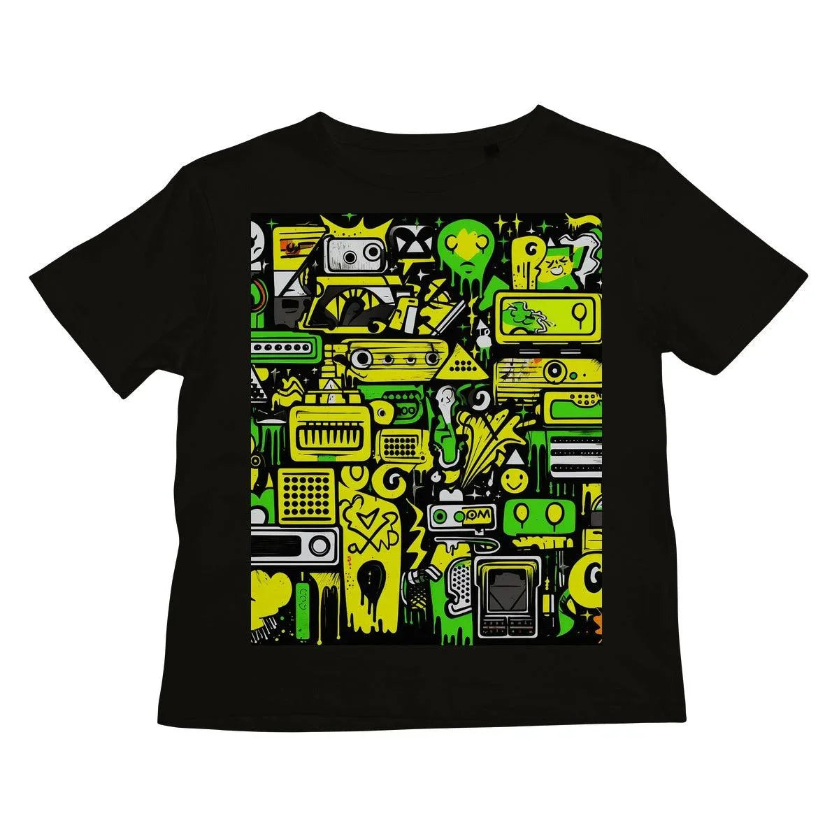 Graffiti Green and Yellow Abstract: A Dive into Vibrant Urban Art Kids T-Shirt - D'Sare 