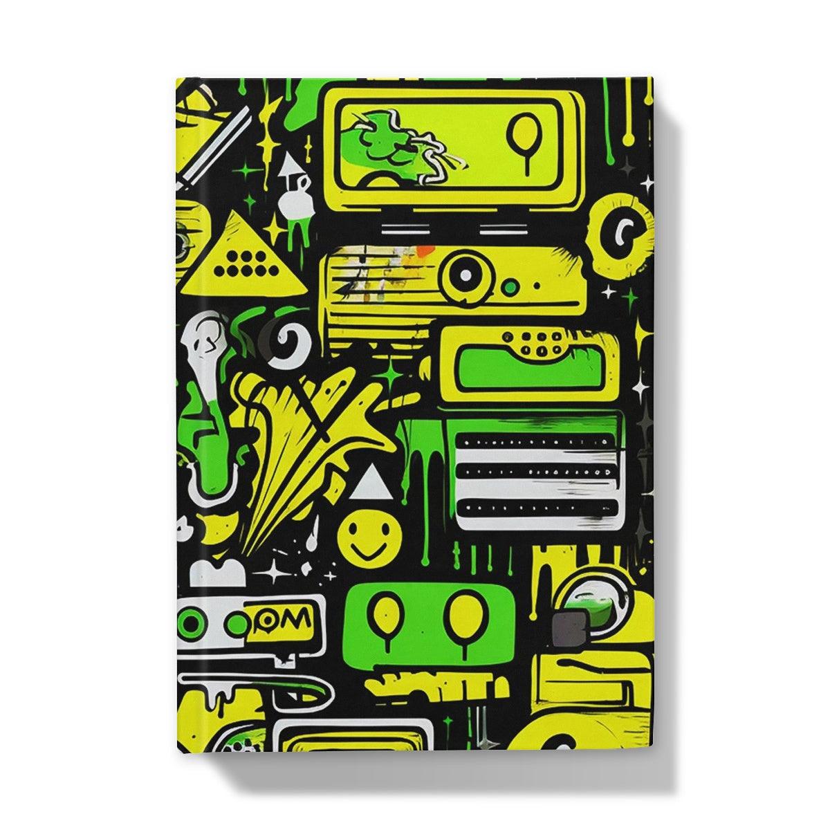 Graffiti Green and Yellow Abstract: A Dive into Vibrant Urban Art Hardback Journal - D'Sare 