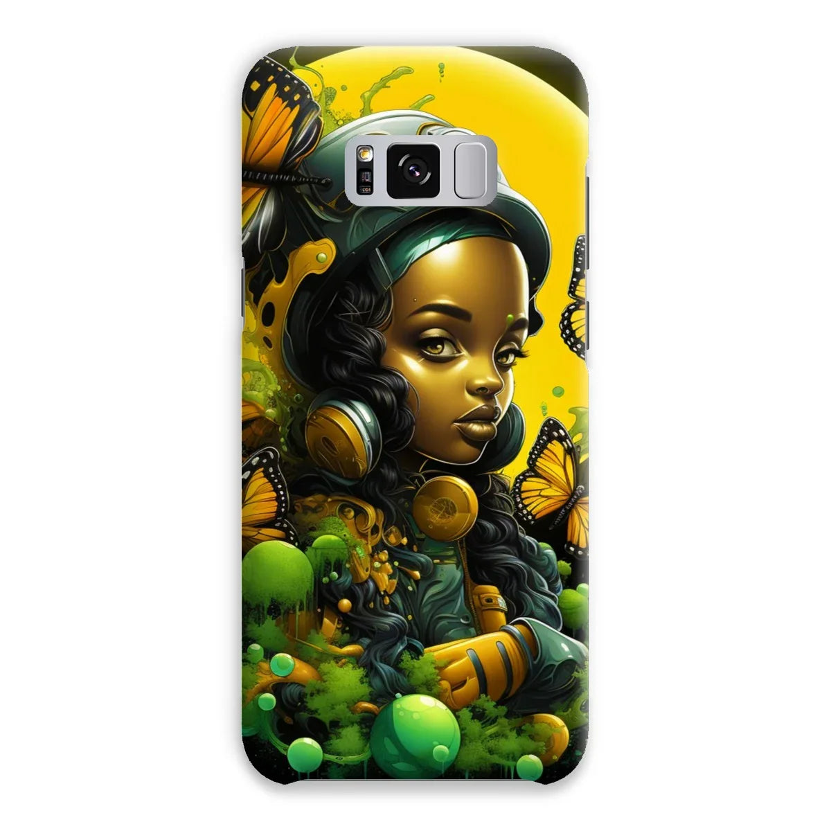 Monarch Butterfly Urban Fantasy Art Print - Afrofuturistic Girl with Butterflies Snap Phone Case - D'Sare