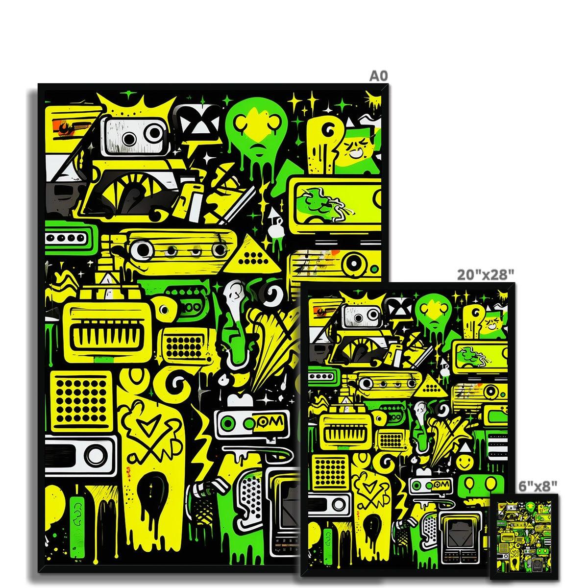 Graffiti Green and Yellow Abstract: A Dive into Vibrant Urban Art Framed Print - D'Sare 